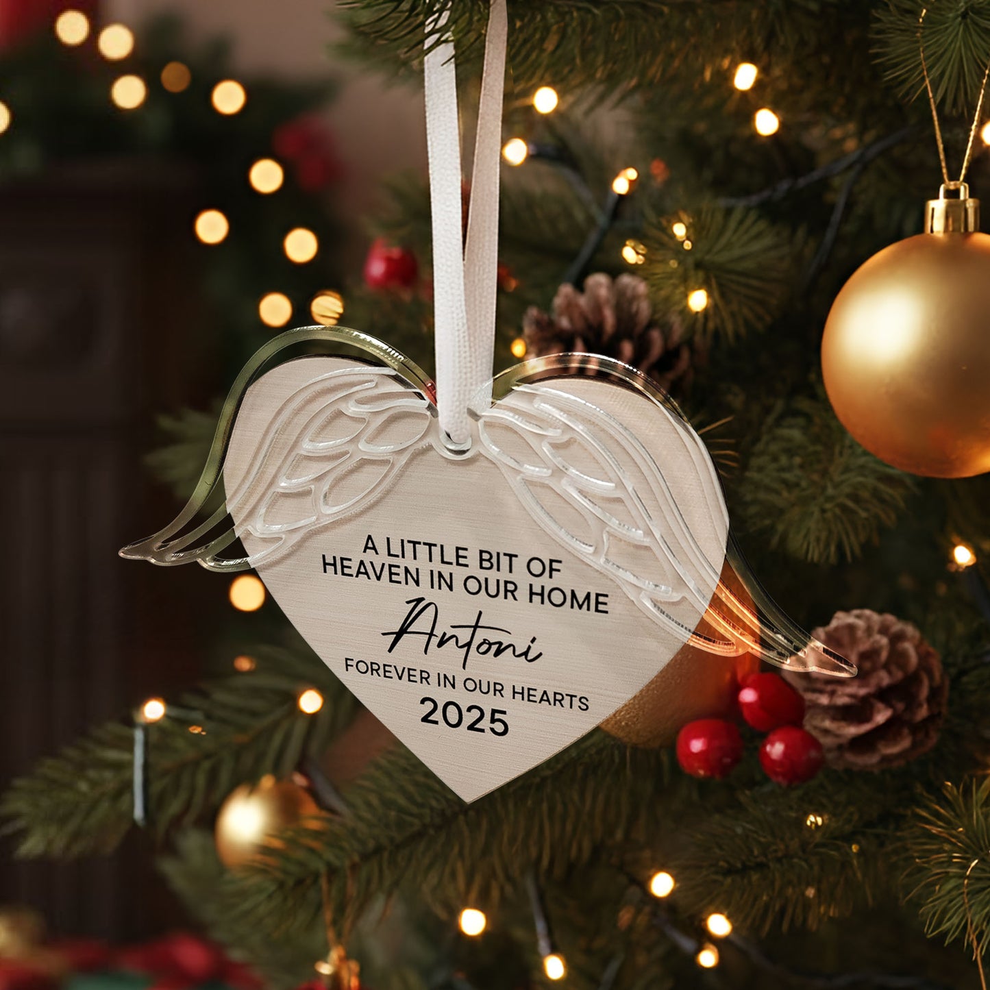 Forever In Our Hearts - Personalized Angel Wings Ornament