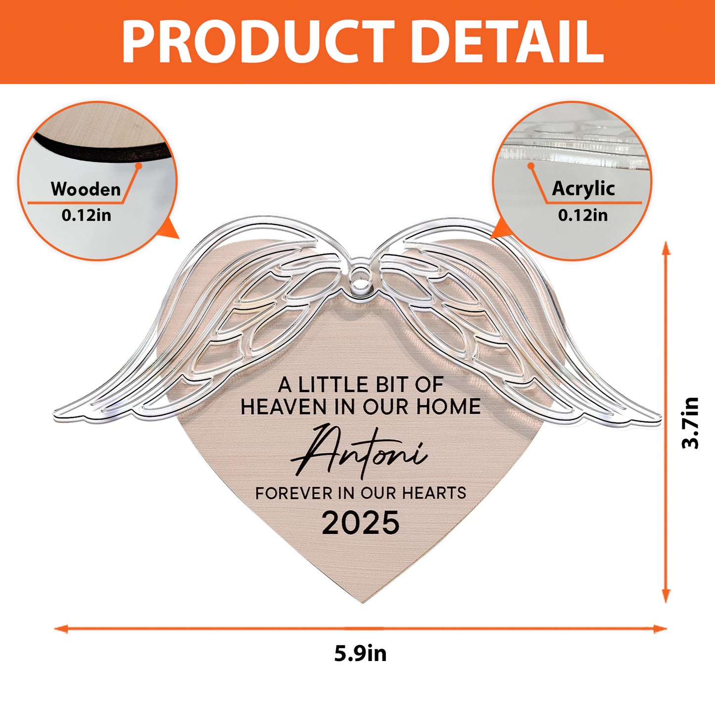 Forever In Our Hearts - Personalized Angel Wings Ornament