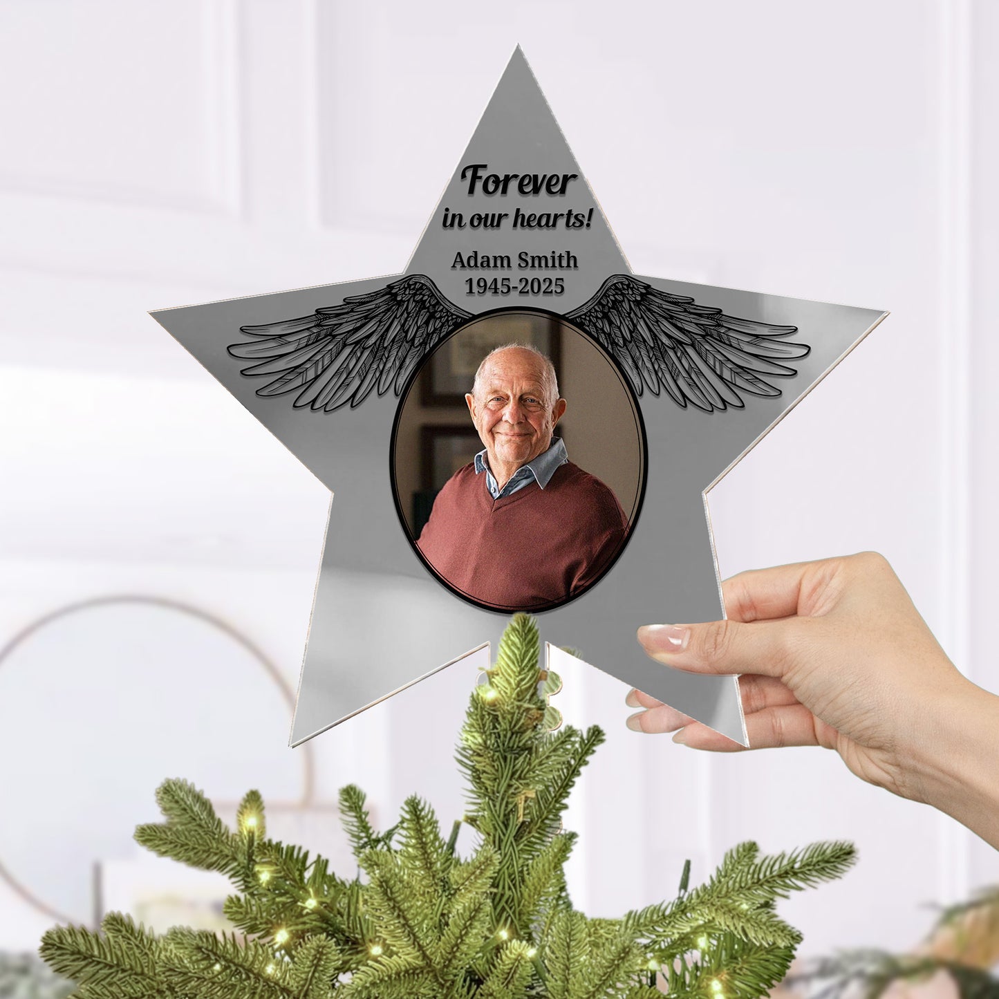 Forever In Our Hearts - Personalized Photo Christmas Tree Topper