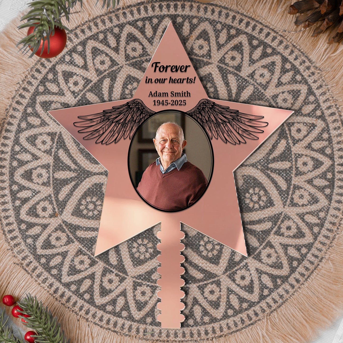 Forever In Our Hearts - Personalized Photo Christmas Tree Topper
