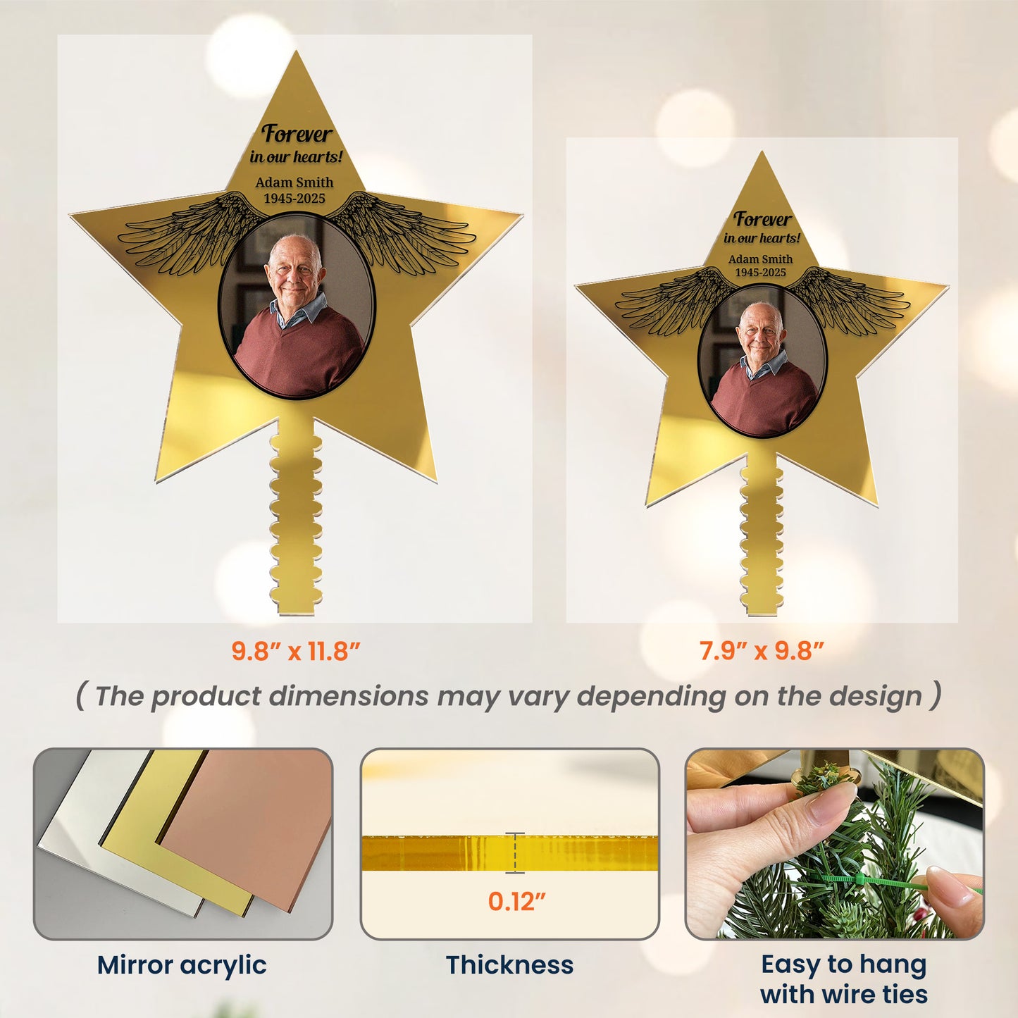 Forever In Our Hearts - Personalized Photo Christmas Tree Topper