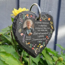 Forever In Our Hearts - Personalized Photo Memorial Garden Slate And Hook