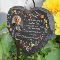 Forever In Our Hearts - Personalized Photo Memorial Garden Slate And Hook