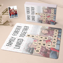 Forever Linked Together Family Scrabble Name - Personalized Photo Jigsaw Puzzle