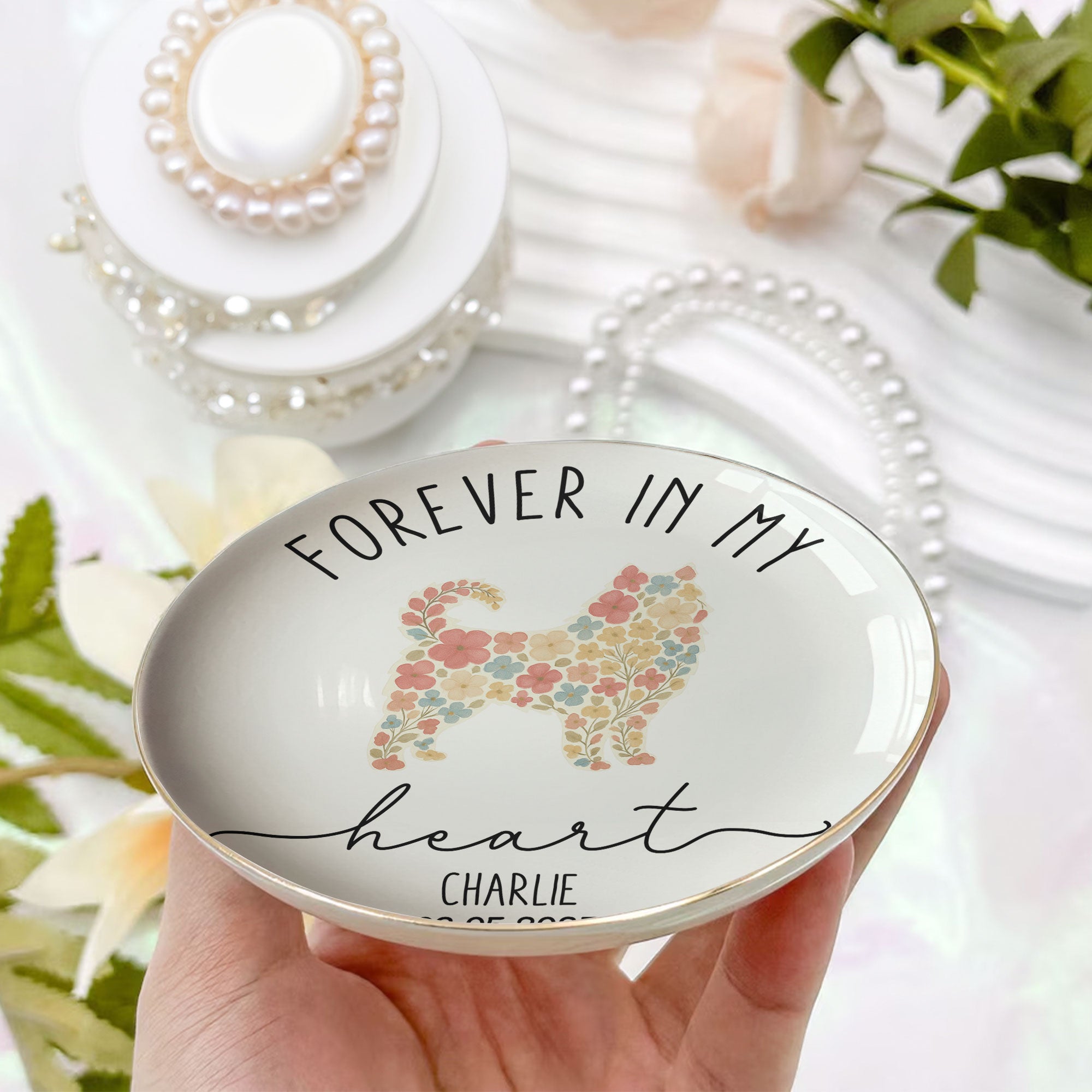 Forever Loved Loss Of Dog - Personalized Jewelry Dish
