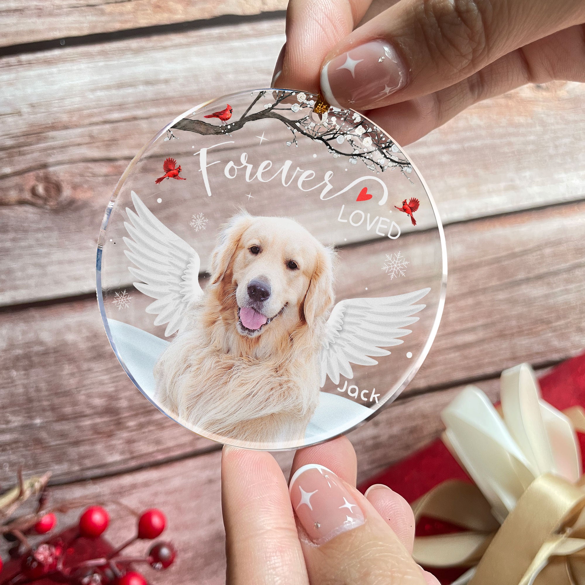 Forever Loved Pet Loss - Personalized Acrylic Photo Ornament