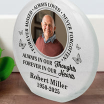 Forever Missed Always Loved Never Forgotten - Personalized Photo Round Flat Bottle Light