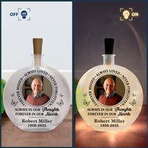 Forever Missed Always Loved Never Forgotten - Personalized Photo Round Flat Bottle Light