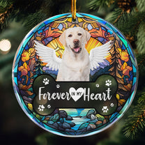 Forever In My Heart Pet Loss Stained Glass Style - Personalized Acrylic Photo Ornament