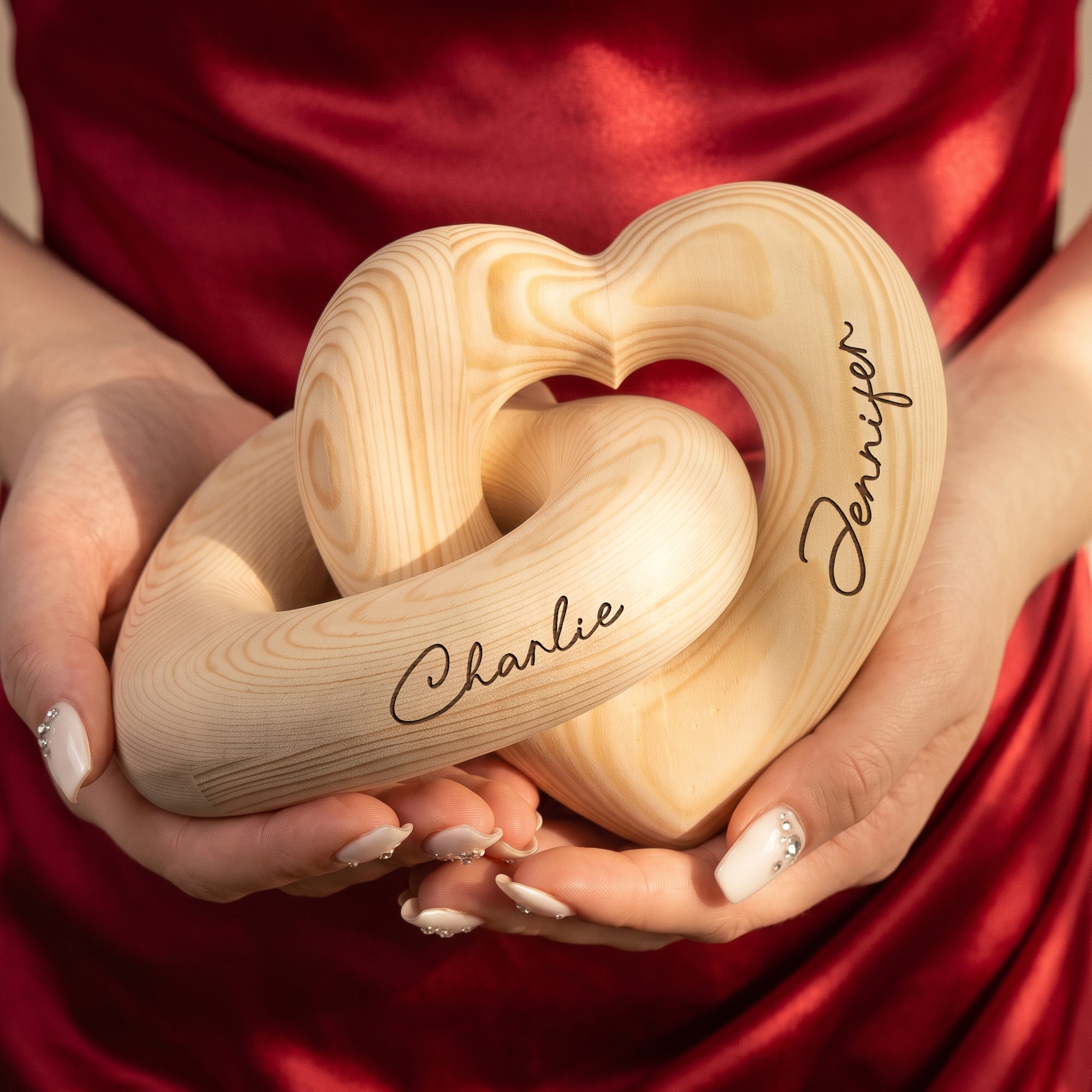 Forever-&-Always,-Anniversary-Gifts-For-Couples,-Him,-Her-Personalized-Wooden-Infinity-Heart-Sculpture-3