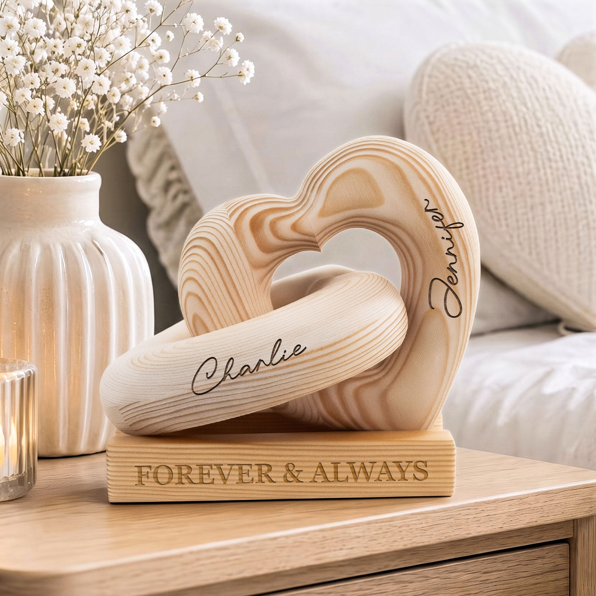 Forever-&-Always,-Anniversary-Gifts-For-Couples,-Him,-Her-Personalized-Wooden-Infinity-Heart-Sculpture-4