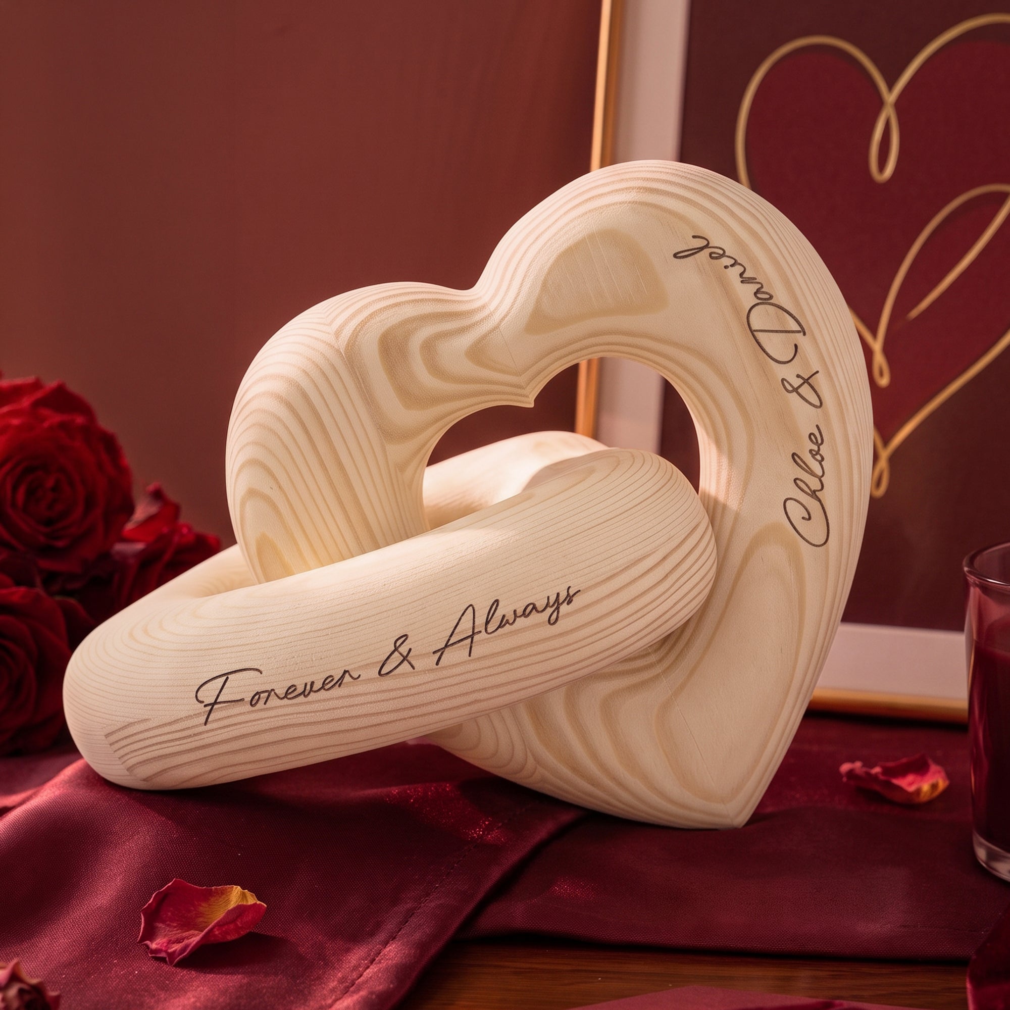 Forever-&-Always,-Anniversary-Gifts-For-Couples,-Newlywed-Personalized-Wooden-Infinity-Heart-Sculpture-1