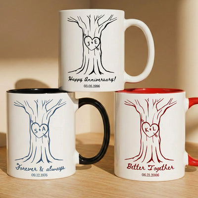 Forever & Always Couple Anniversary Gifts Custom Name & Date - Personalized Mug