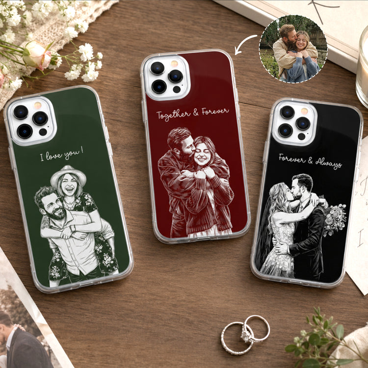 Forever-&-Always-Custom-Photo-Sketch-Line-Art-Anniversary-Gift-For-Her-Him-Personalized-Phone-Case-1