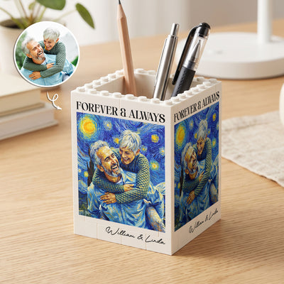 Forever & Always Custom Photo Van Gogh Art Gifts For Him - Personalized Pen Holder