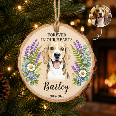 Forever In Our Hearts Memorial Custom Photo Watercolor Pet Loss Gifts - Personalized Ornament