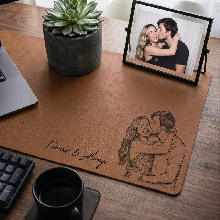 Forever-Love-Couple-Photo-Sketch-Line-Art-Anniversary-Gift-For-Him-Her-Personalized-Desk-Mat-1