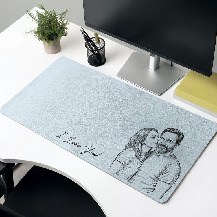 Forever-Love-Couple-Photo-Sketch-Line-Art-Anniversary-Gift-For-Him-Her-Personalized-Desk-Mat-2