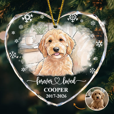 Forever Loved Memorial Pet Watercolor Photo - Personalized Ornament
