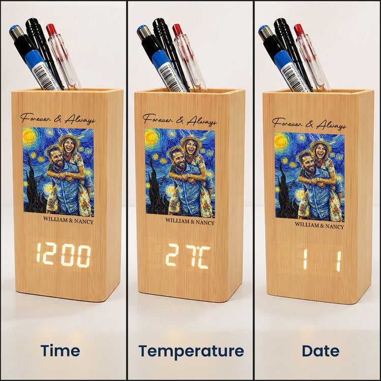 Forever-To-Go-Custom-Photo-Van-Gogh-Art-Personalized-Pen-Holder-With-Clock-4
