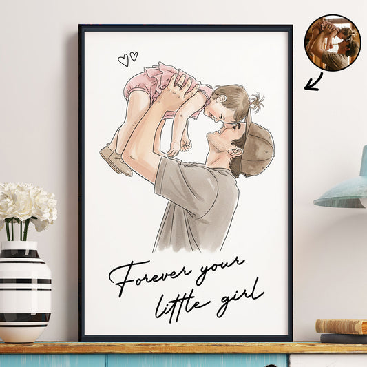 Forever-Your-Little-Girl-Watercolor-Fathers-Day-Gift-For-Dad-Husband-New-Dad-Personalized-Poster-0