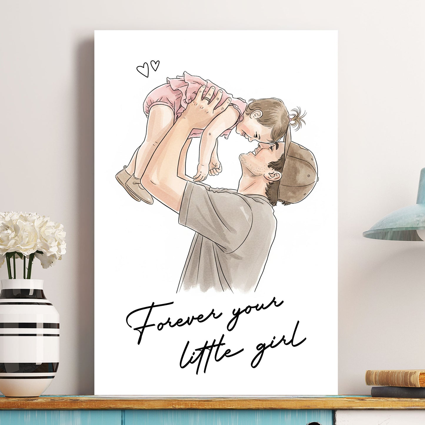 Forever-Your-Little-Girl-Watercolor-Fathers-Day-Gift-For-Dad-Husband-New-Dad-Personalized-Poster-1
