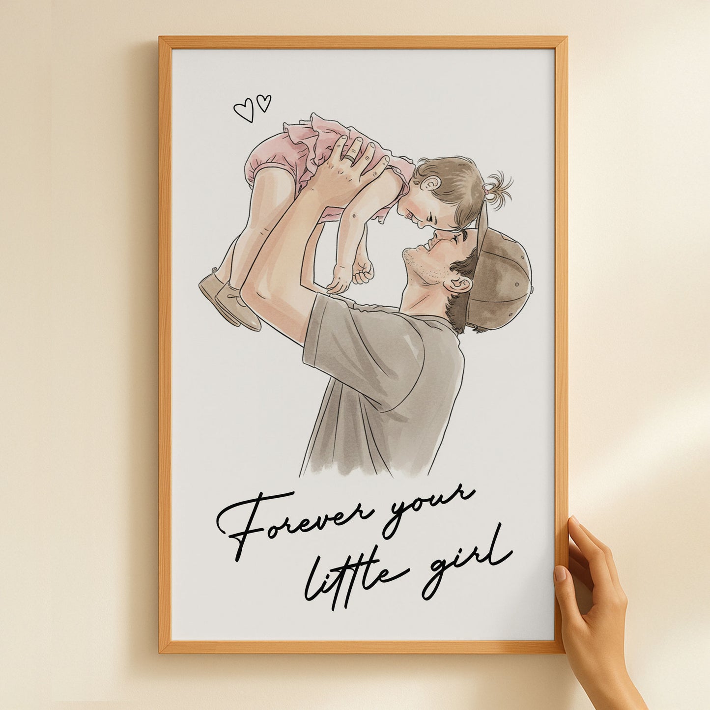 Forever-Your-Little-Girl-Watercolor-Fathers-Day-Gift-For-Dad-Husband-New-Dad-Personalized-Poster-4