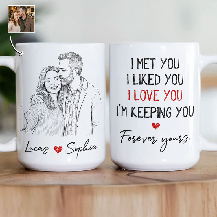 Forever-Yours-Custom-Photo-Sketch-Line-Art-Anniversary-Gift-For-Him-Her-Personalized-Mug-1