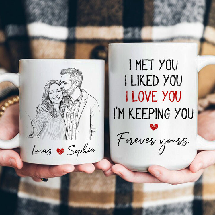 Forever-Yours-Custom-Photo-Sketch-Line-Art-Anniversary-Gift-For-Him-Her-Personalized-Mug-3