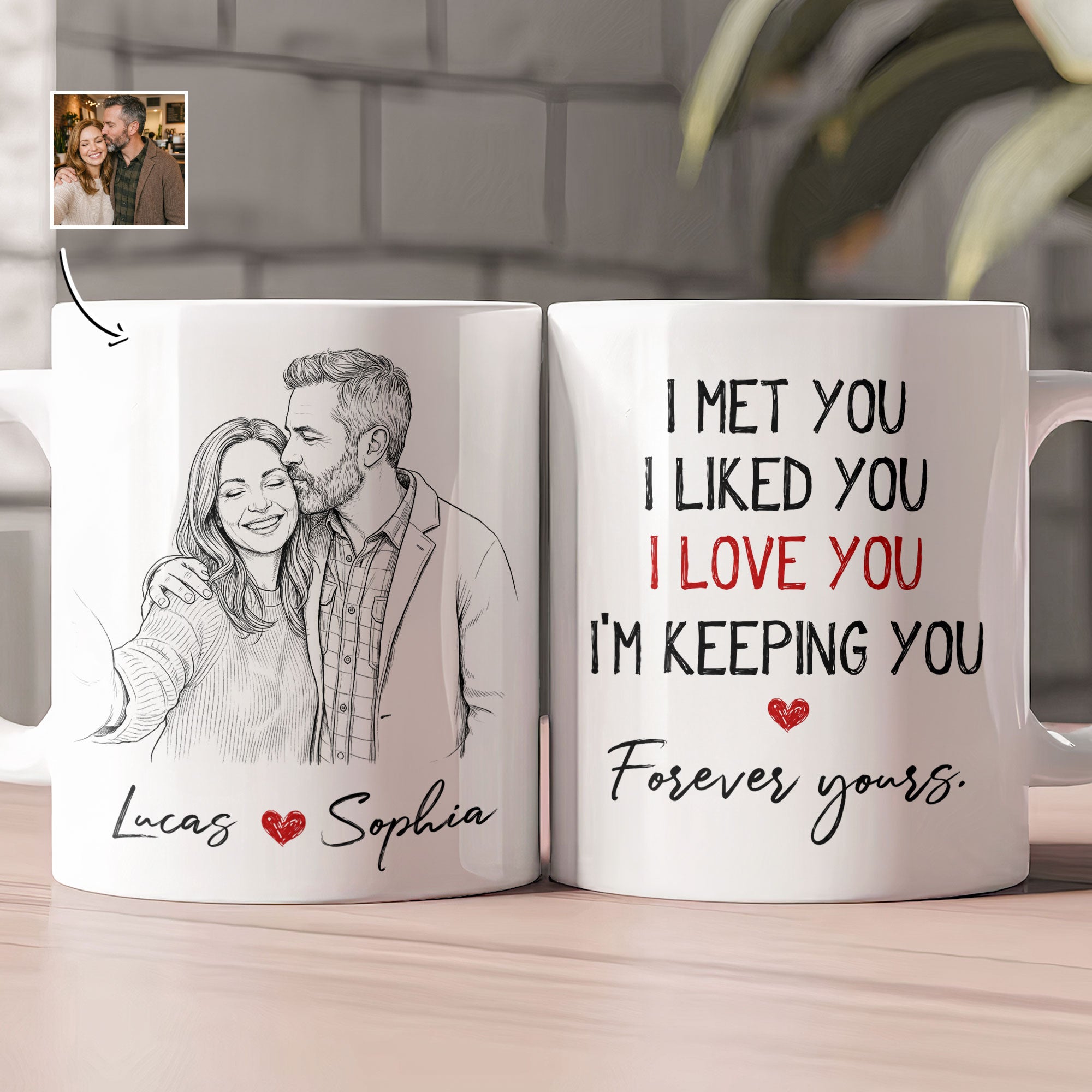 Forever-Yours-Custom-Photo-Sketch-Line-Art-Anniversary-Gift-For-Him-Her-Personalized-Mug-4