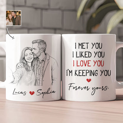 Forever-Yours-Custom-Photo-Sketch-Line-Art-Anniversary-Gift-For-Him-Her-Personalized-Mug-4