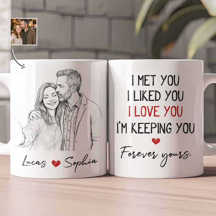 Forever-Yours-Custom-Photo-Sketch-Line-Art-Anniversary-Gift-For-Him-Her-Personalized-Mug-4