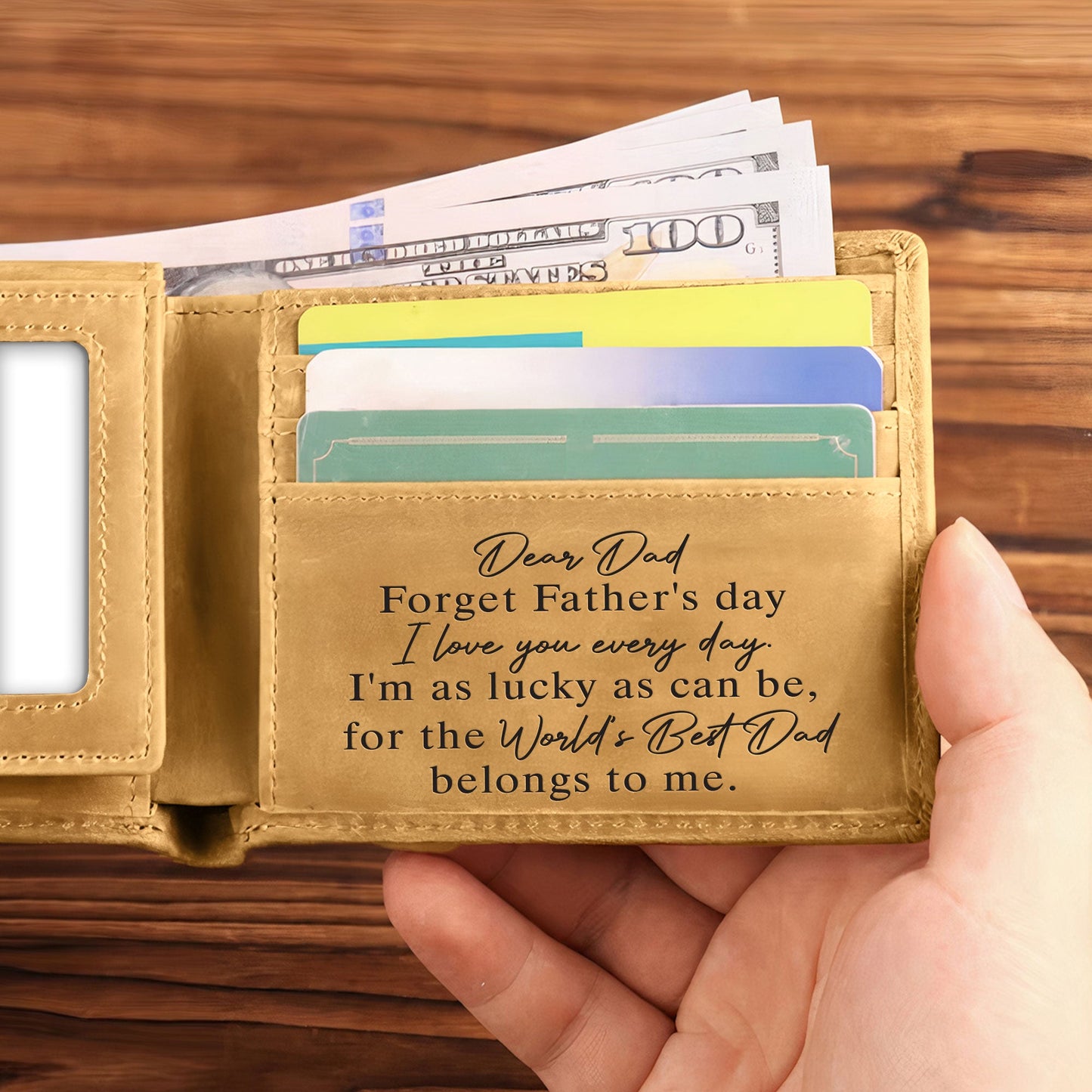 Forget Father's Day I Love You Everyday - Personalized Photo Leather Wallet