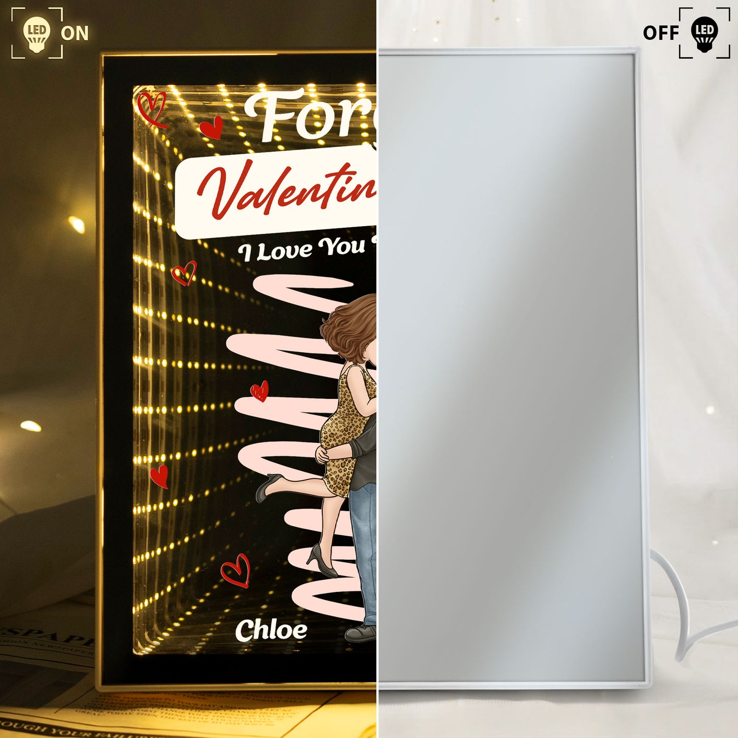 Forget Valentine's Day I Love You Every Day New Version Gift For Her - Personalized Infinity Mirror Light Box