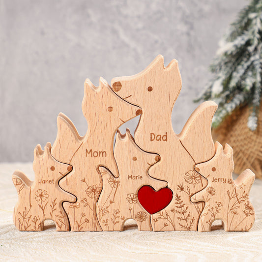 Fox Family - Personalized Wooden Fox Family Puzzle