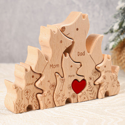 Fox Family - Personalized Wooden Fox Family Puzzle