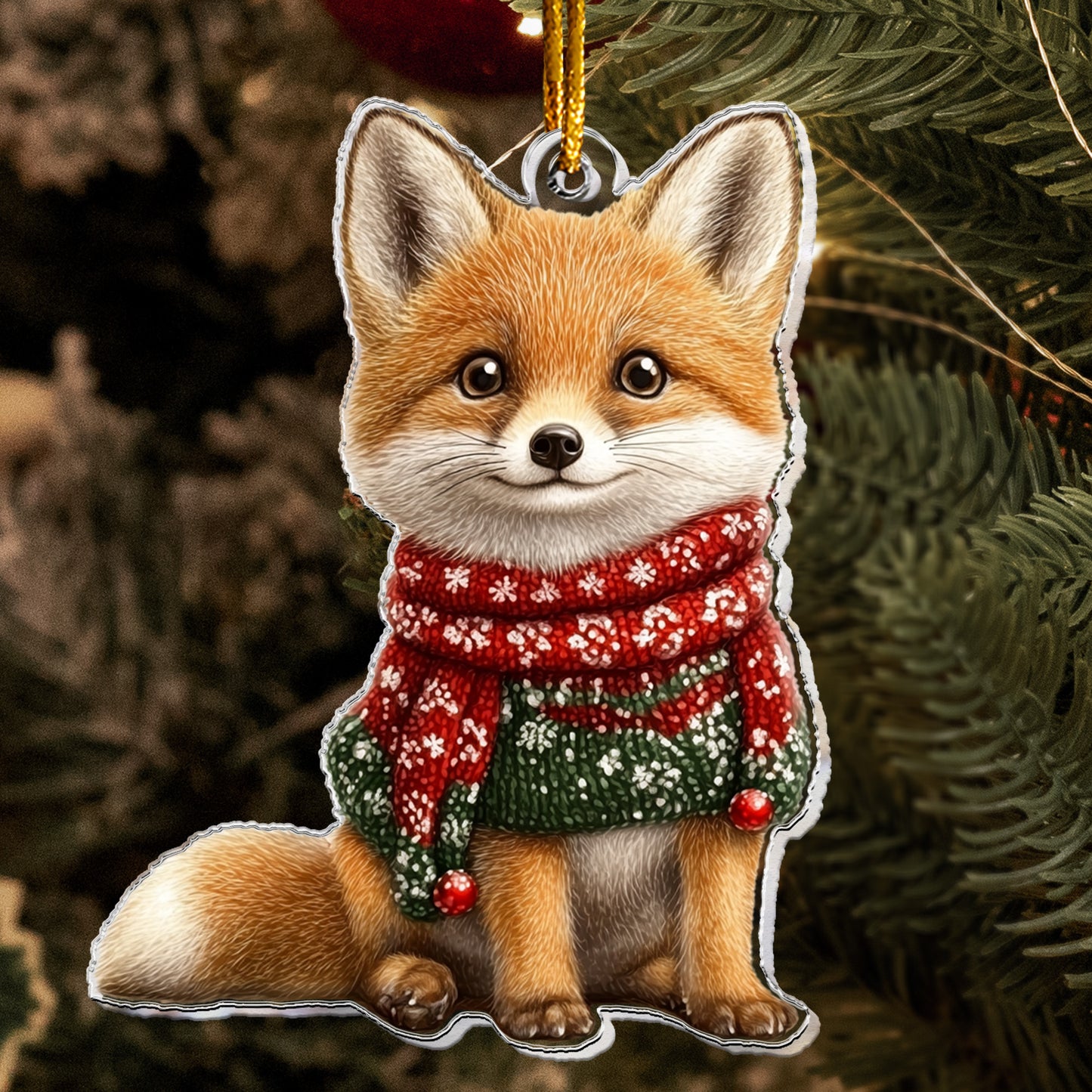 Fox Ornaments - Fox Christmas Ornament, Winter Fox - Personalized Acrylic Ornament