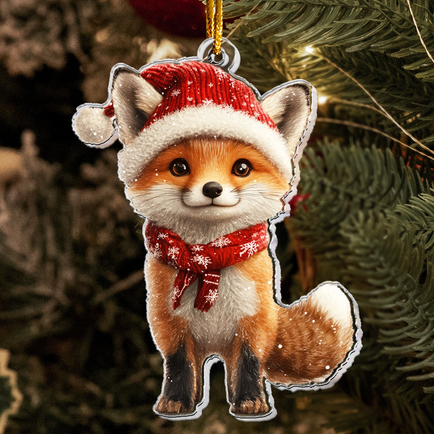 Fox Ornaments - Fox Christmas Ornament, Winter Fox - Personalized Acrylic Ornament