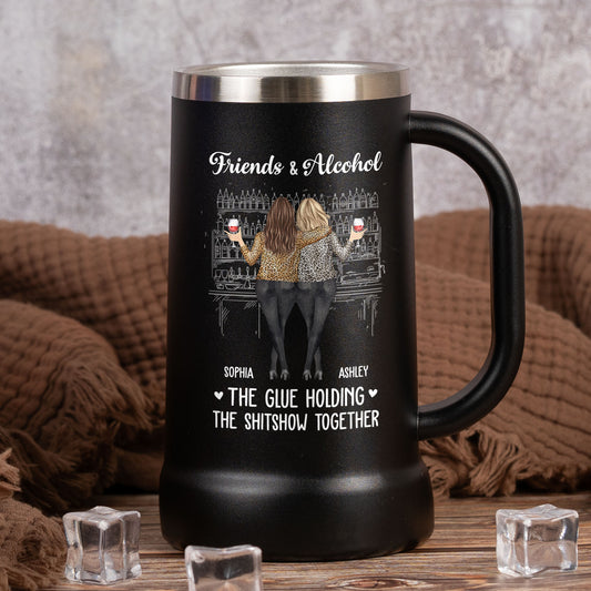 Friends And Alcohol - Personalized Beer Stein
