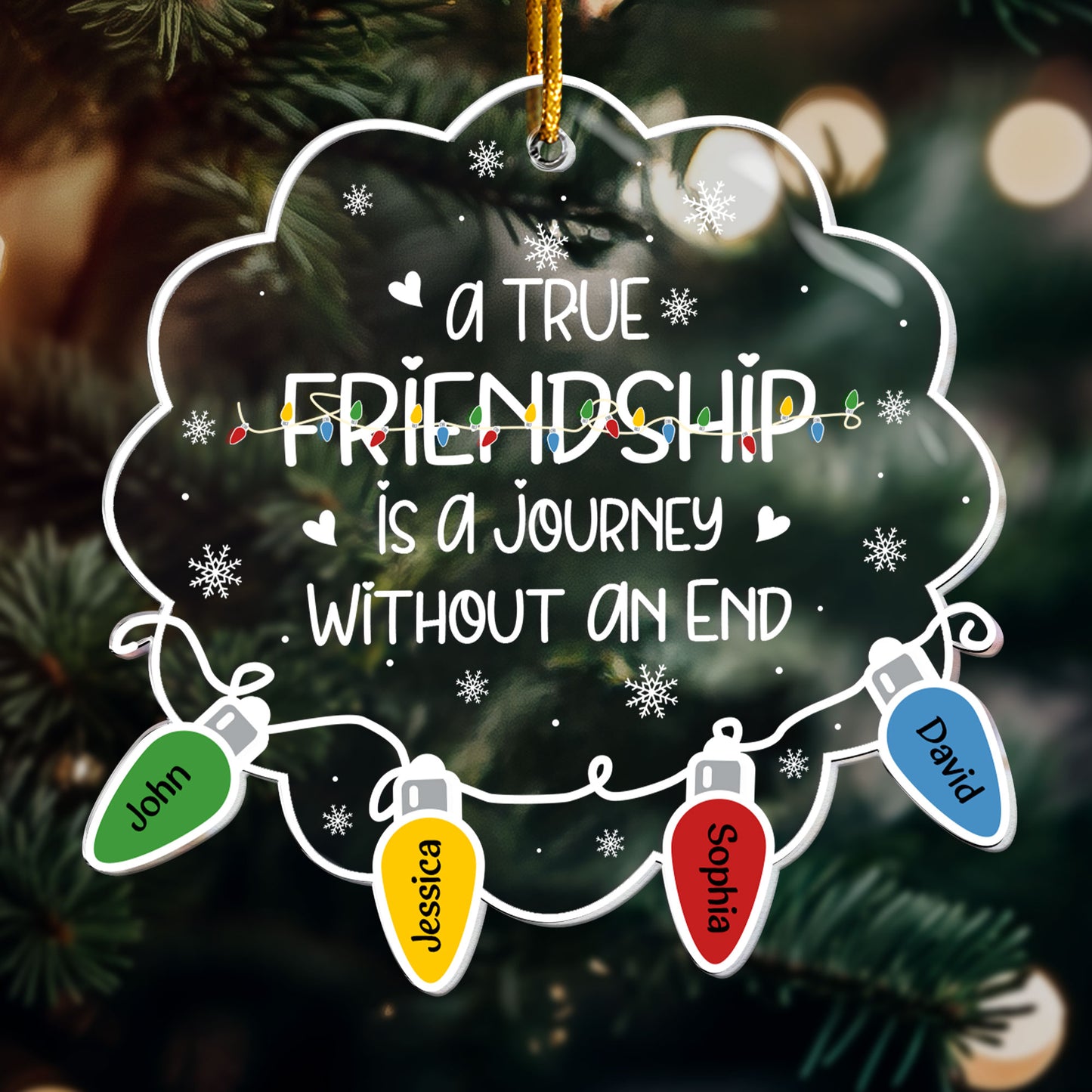 Friends Are Like Christmas Lights - Personalized Acrylic Ornament