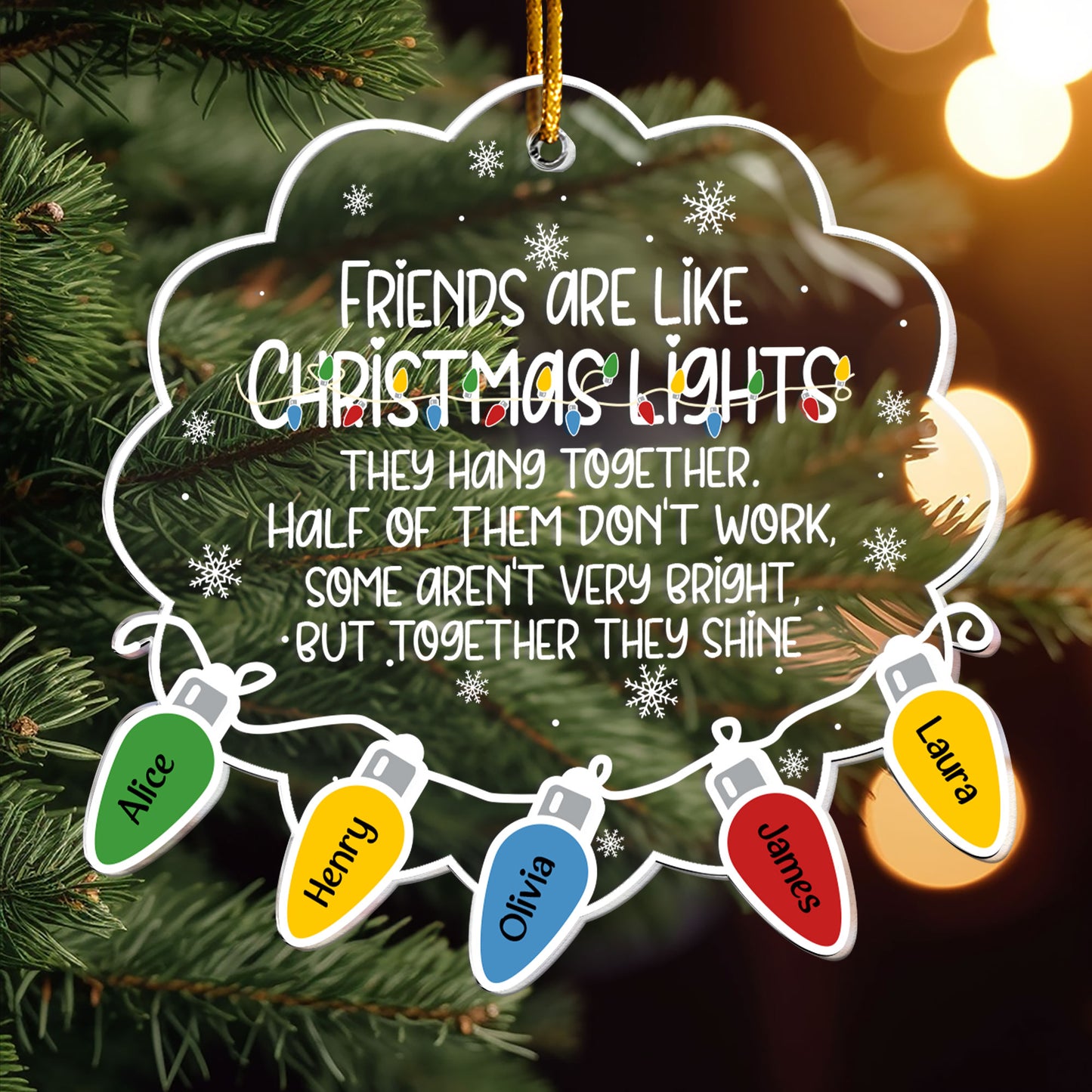 Friends Are Like Christmas Lights - Personalized Acrylic Ornament