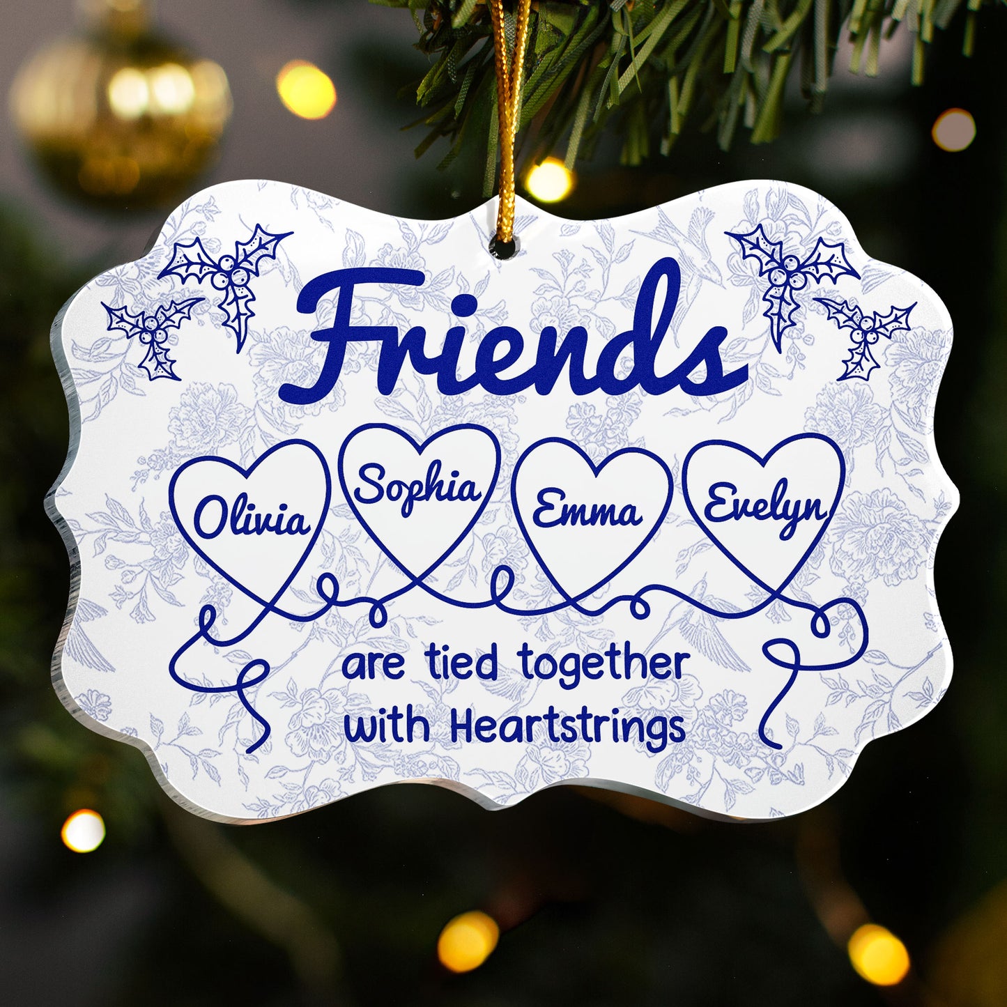 Friends Are Tied Together With Heartstrings - Personalized Acrylic Ornament