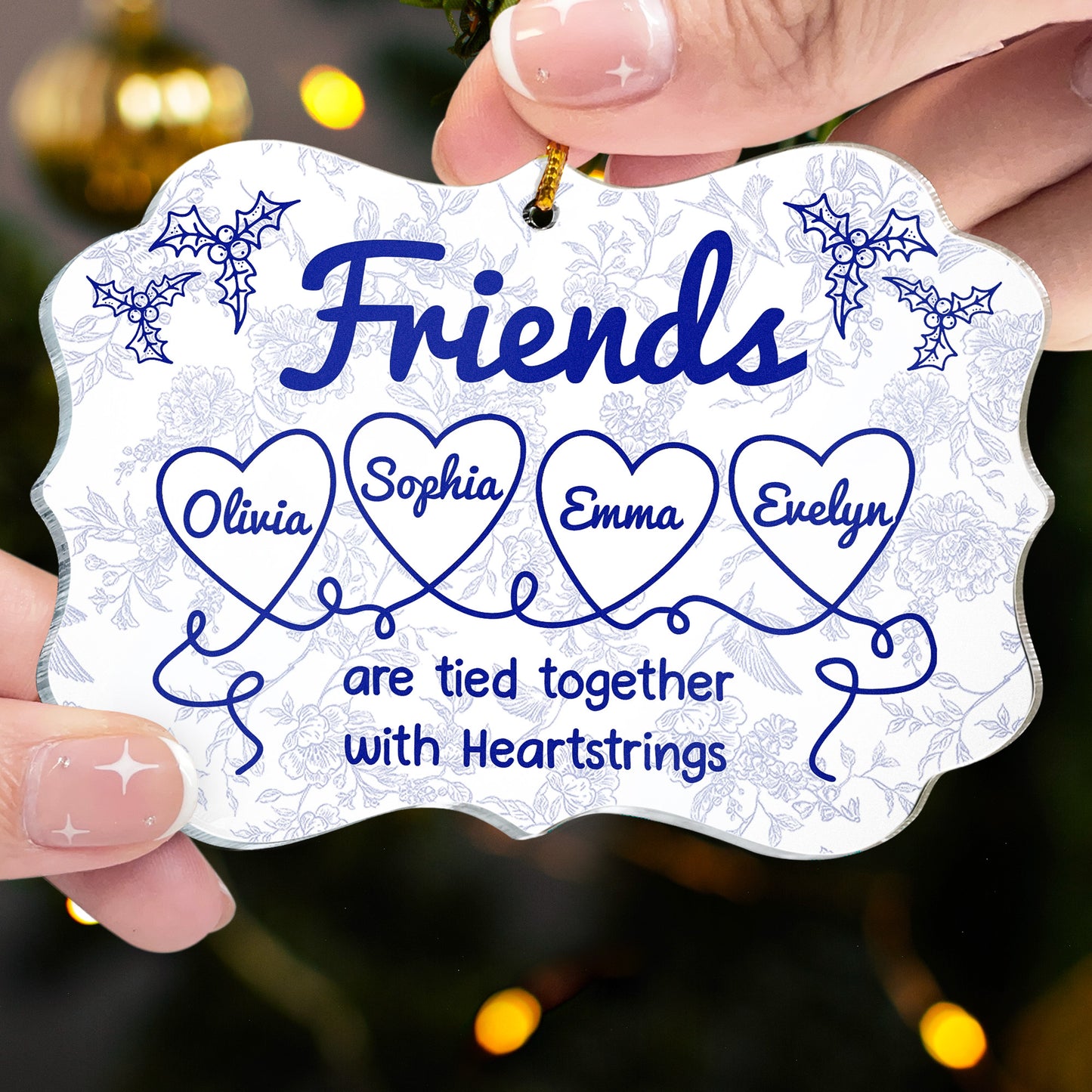 Friends Are Tied Together With Heartstrings - Personalized Acrylic Ornament