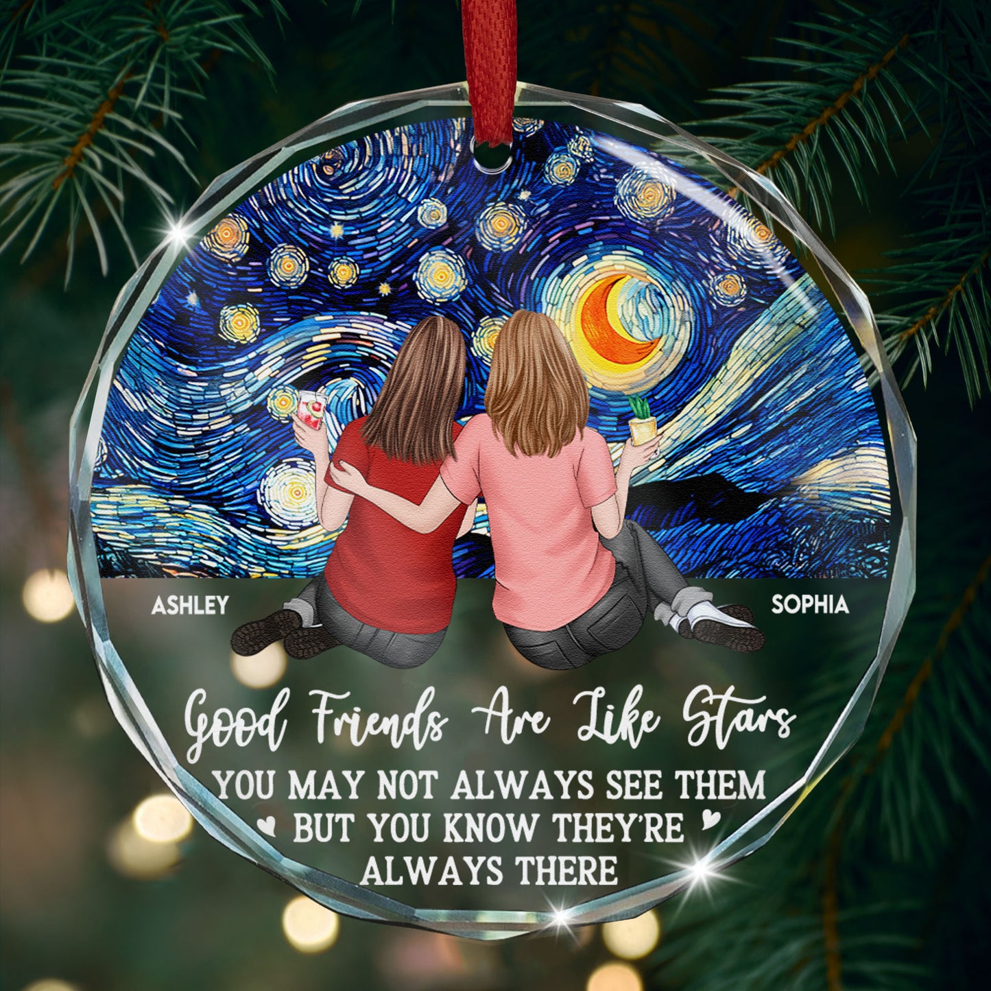 Friends Like Star - Personalized Glass Ornament