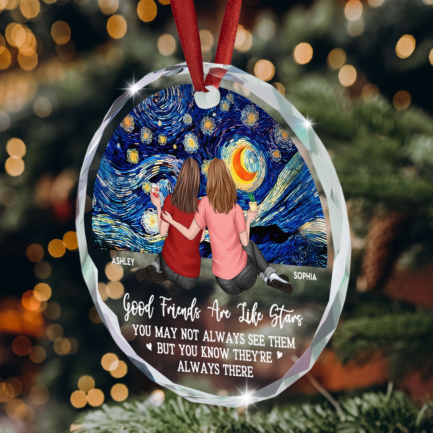Friends Like Star - Personalized Glass Ornament