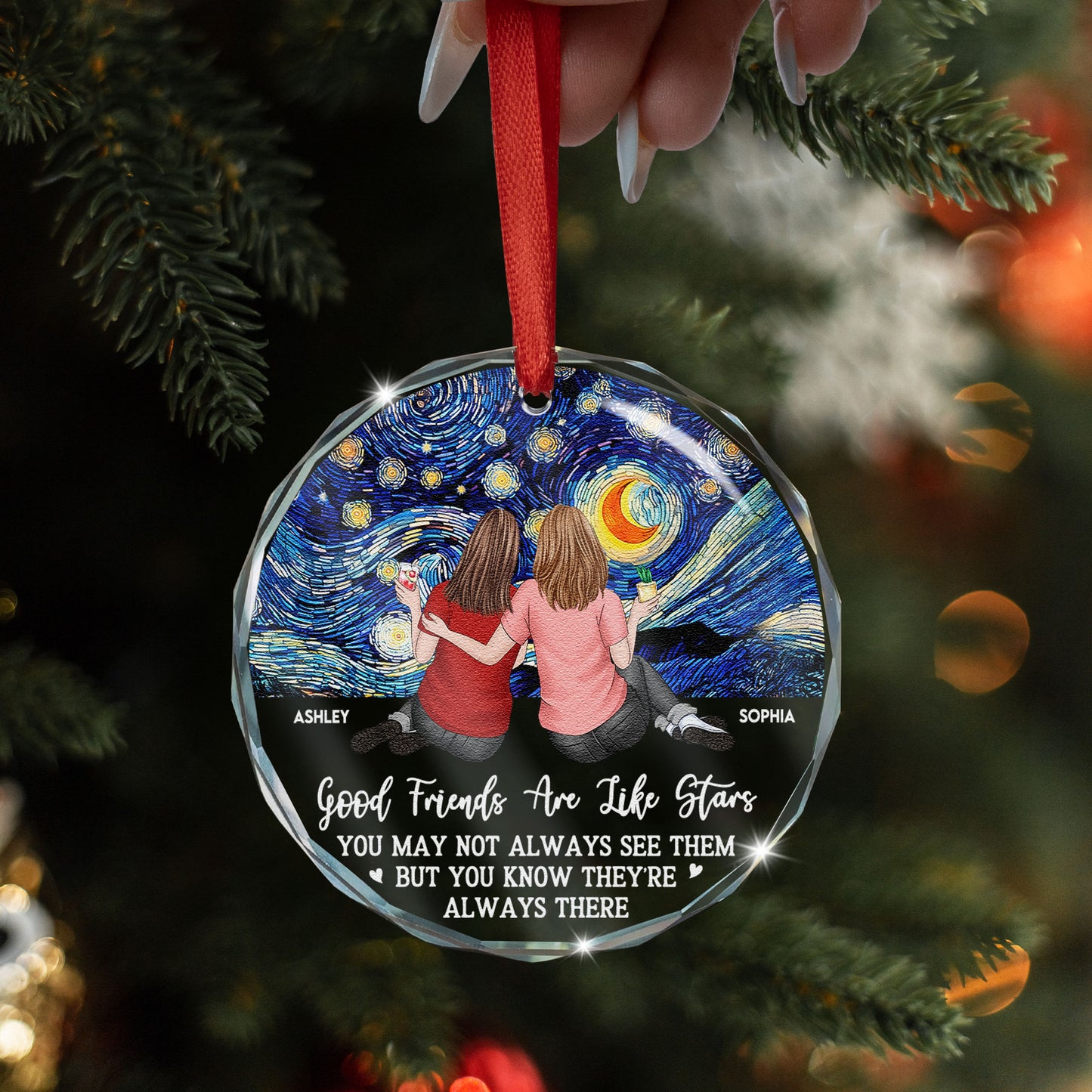 Friends Like Star - Personalized Glass Ornament
