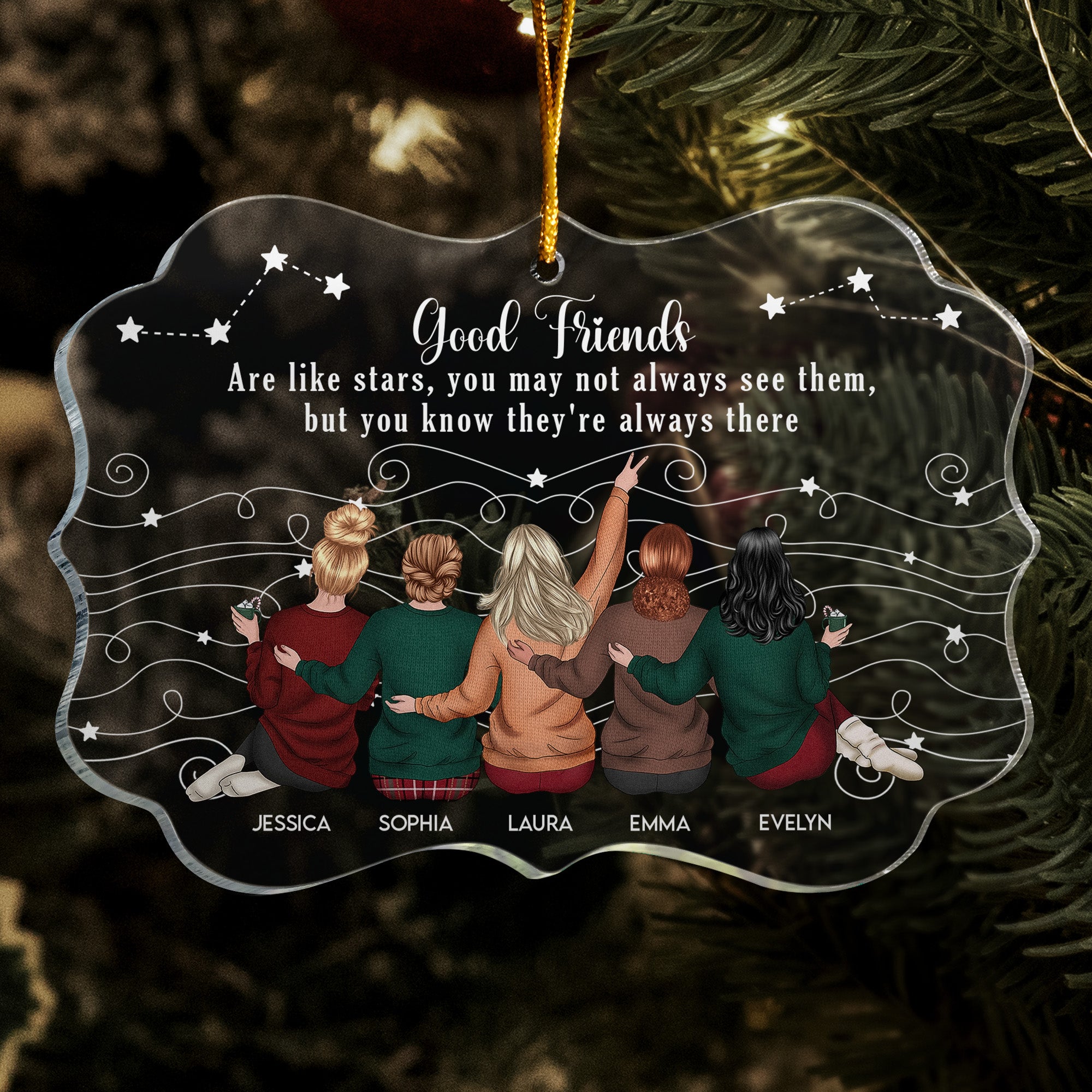 Friends Like Star - Thank You Gifts For Friends, Sisters - Personalized Acrylic Ornament - Christmas Gift For Friend