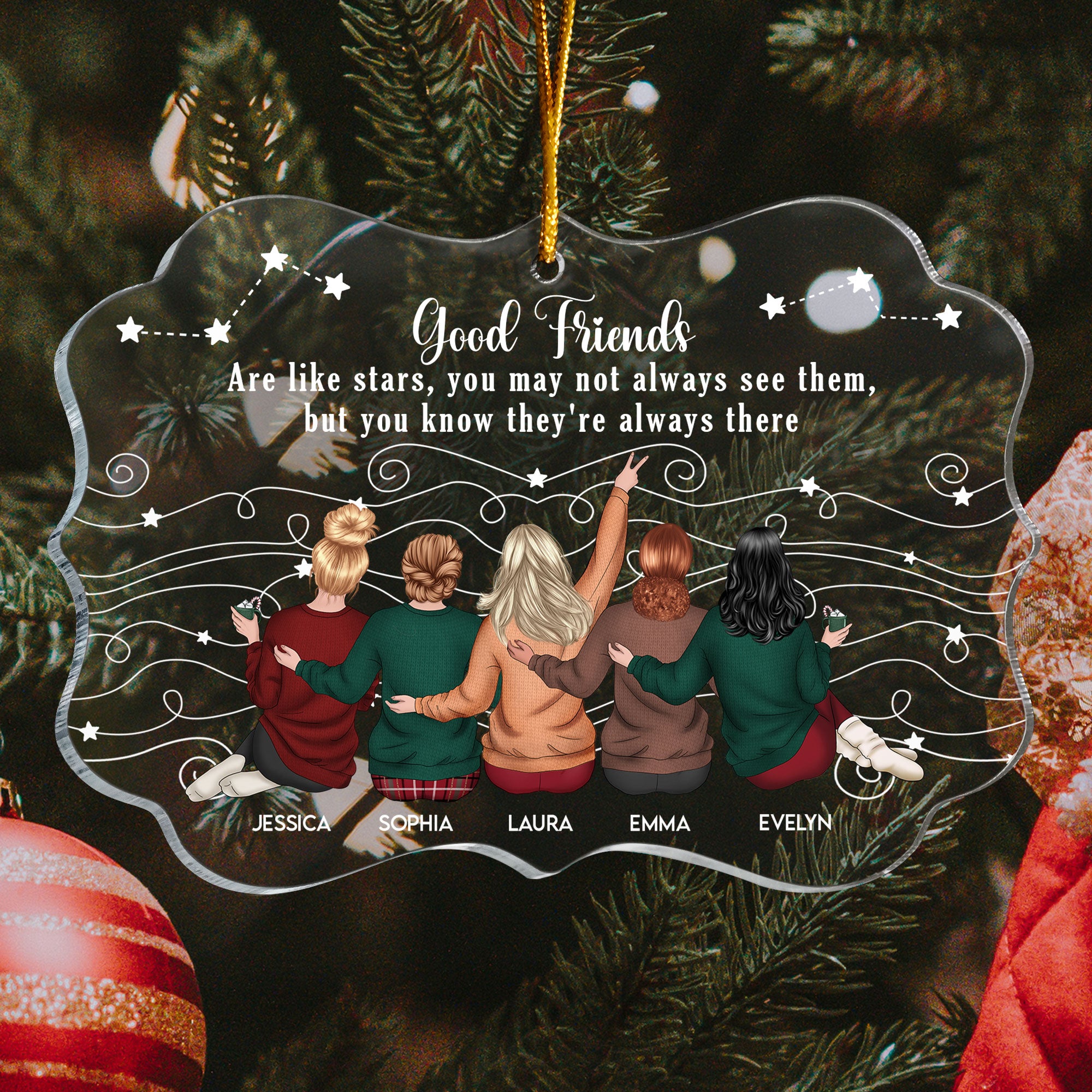 Friends Like Star - Thank You Gifts For Friends, Sisters - Personalized Acrylic Ornament - Christmas Gift For Friend
