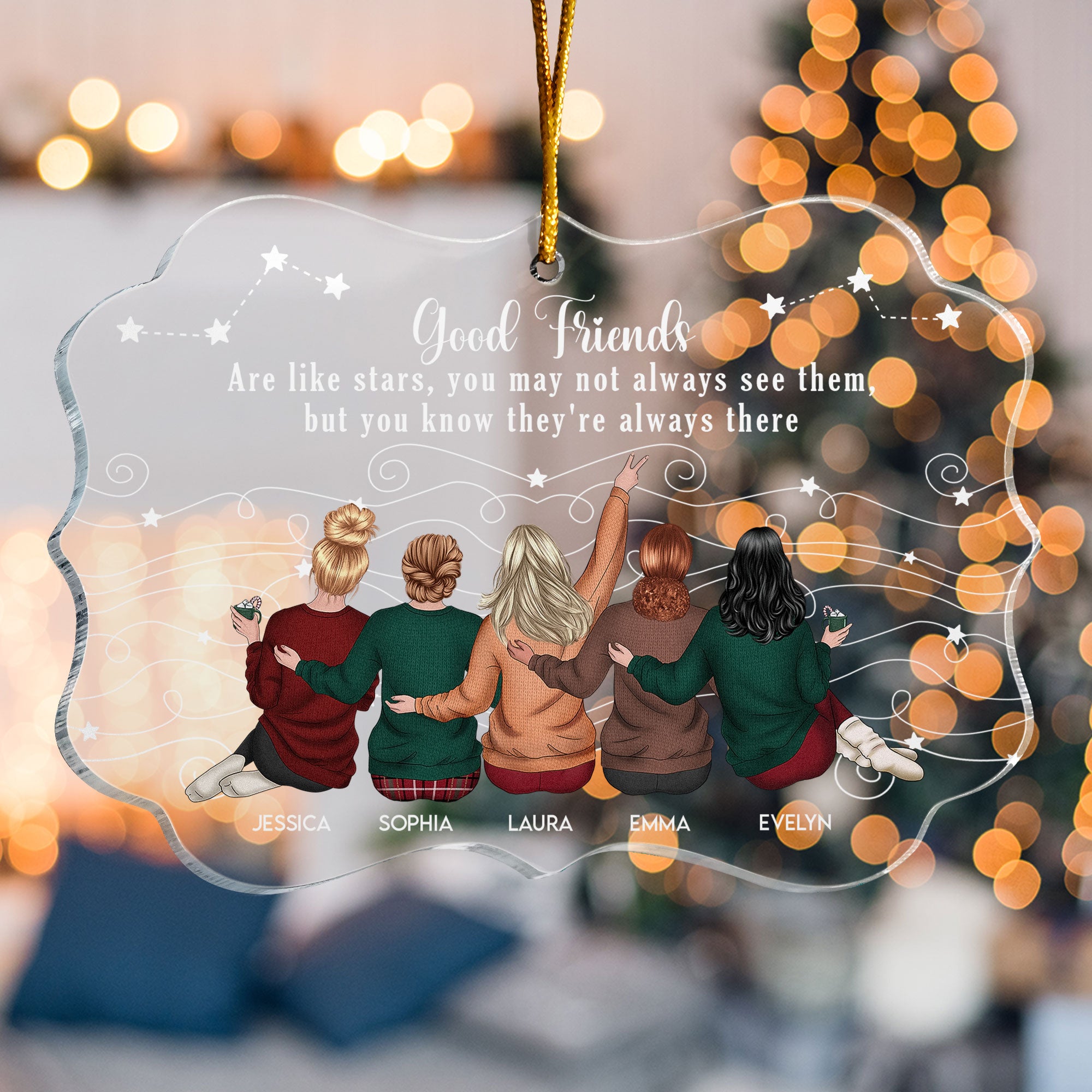 Friends Like Star - Thank You Gifts For Friends, Sisters - Personalized Acrylic Ornament - Christmas Gift For Friend