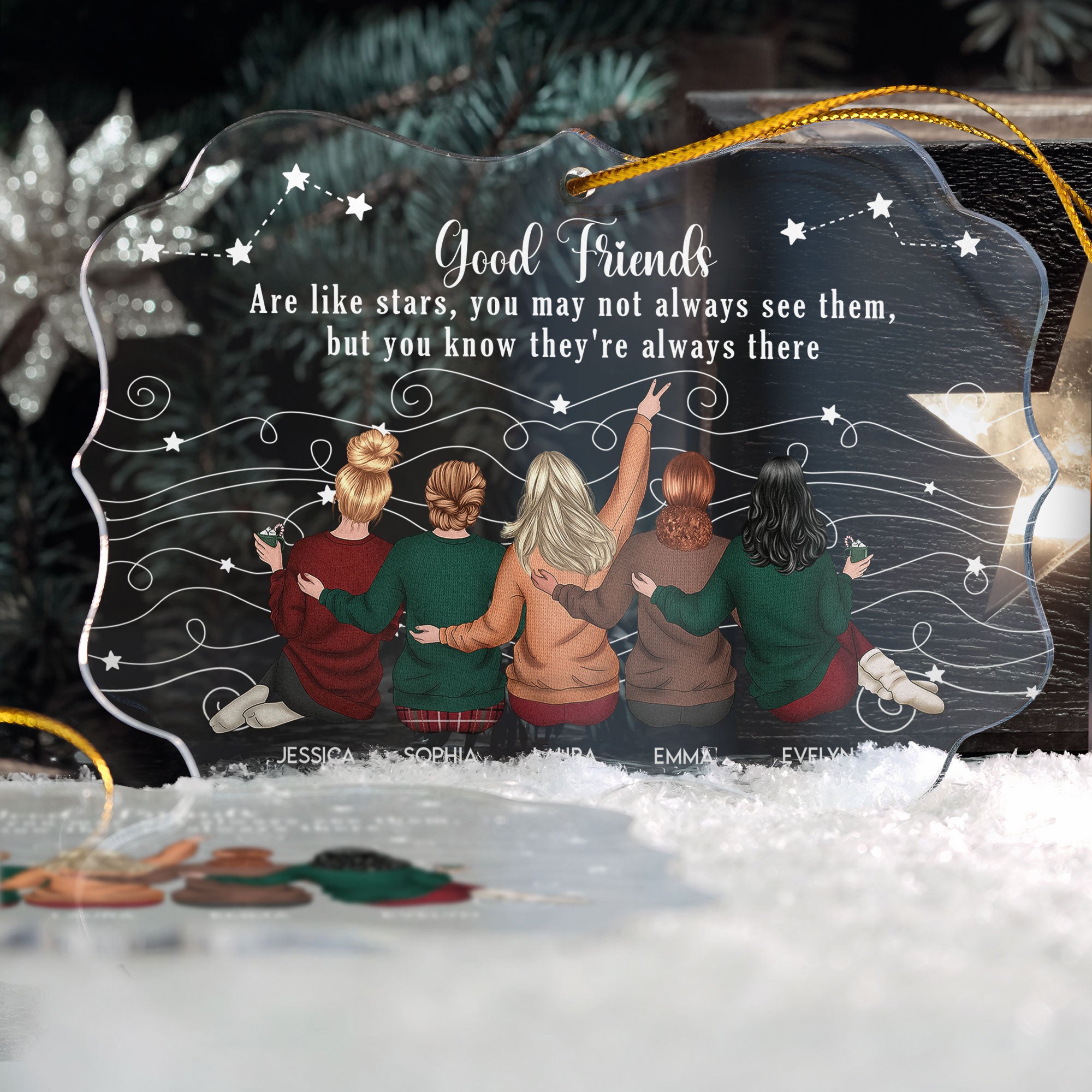 Friends Like Star - Thank You Gifts For Friends, Sisters - Personalized Acrylic Ornament - Christmas Gift For Friend